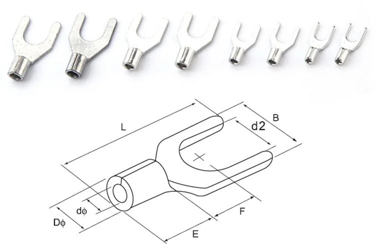 Made in China Tin Plating Copper Naked Non-Insulation U Type Terminal Fork Lug