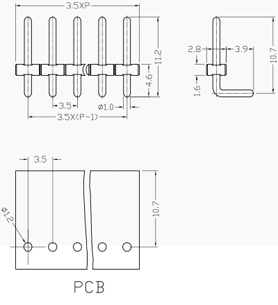 PCB Screw Terminal Block (XY331V-3.5, XY331R-3.5) Pinheader Vertical and Right Angle