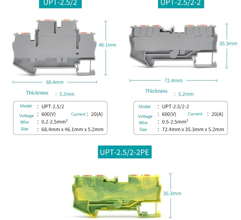 2.5mm2 Sttb 2, 5 Ptfix Equallent Feed-Through Plug-in Connection Terminal Block