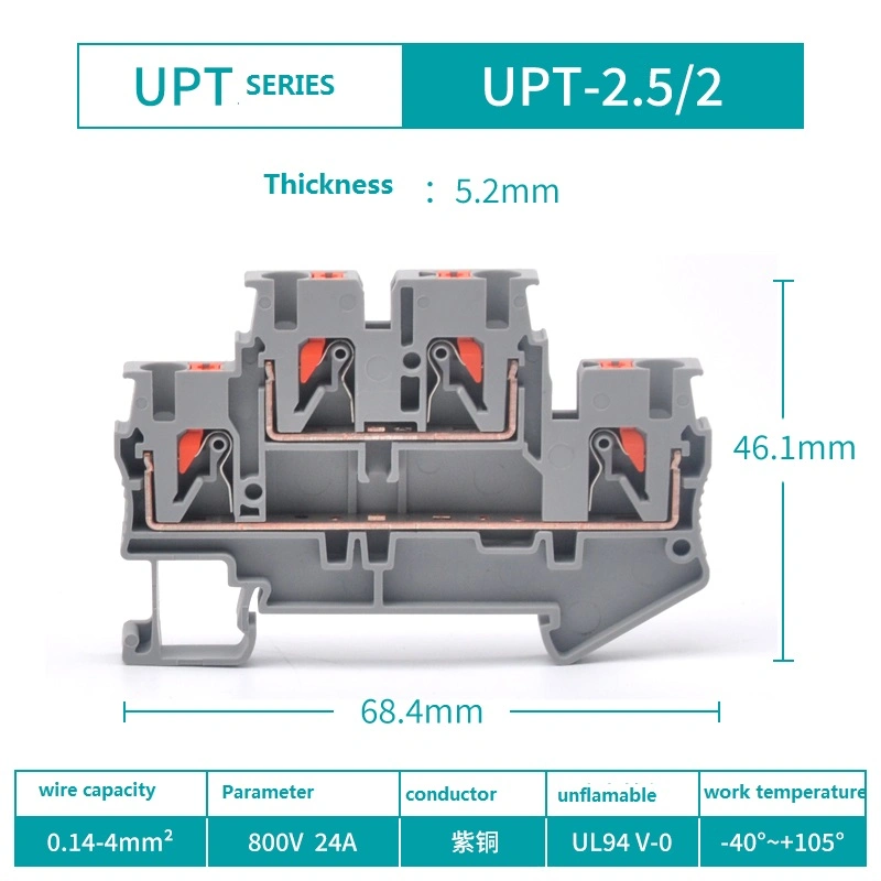 2.5mm2 Sttb 2, 5 Ptfix Equallent Feed-Through Plug-in Connection Terminal Block