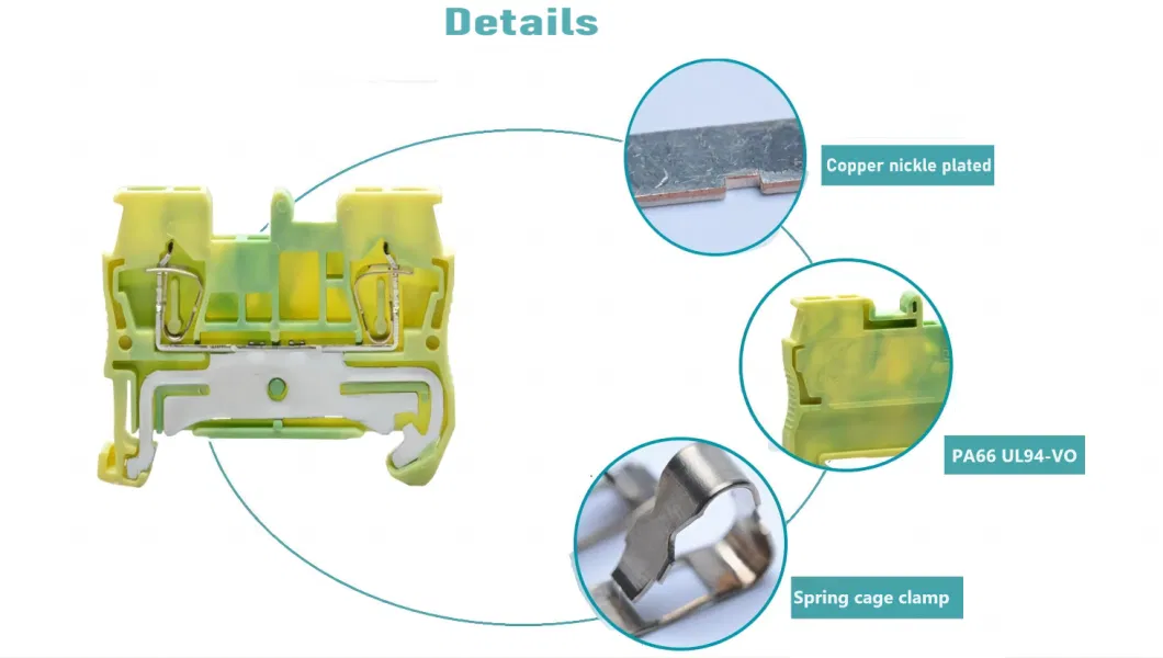 St1.5-Twin Ground Wiring Connector Spring Type Self-Locking DIN Rail Terminal Blocks