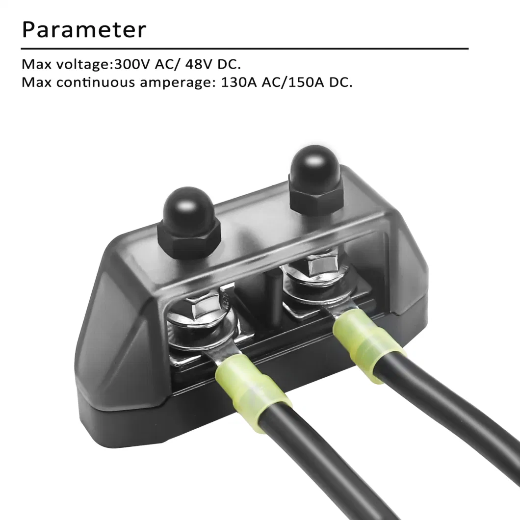 Edge S2pg-14 Insulated 2 Position Power &amp; Ground Busbar 2 X M5 Studs Terminal Power Distribution Block with Ring Terminals