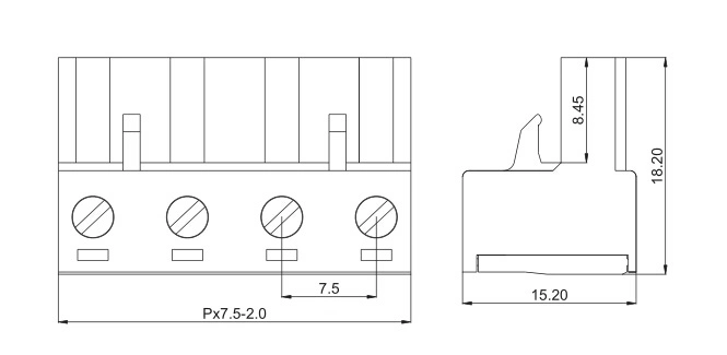 Pitch 7.62mm Plug PCB Terminal Block Connector Wire Terminal