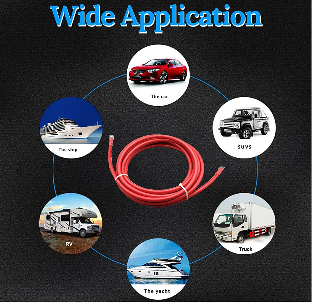 60cm, 100cm, 180cm Length Car Battery Cable with Eyelet Ring Terminal, 100A Crocodile Clip Connection Booster Jumper Cable Suitable for Auto Vehicle