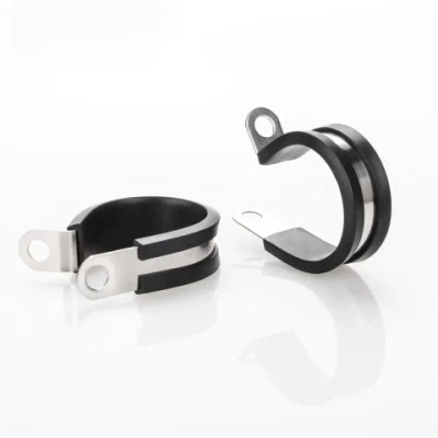 Stainless Steel Cable Tube Clamp, Rubber Cushioned Insulated Wire Clamp