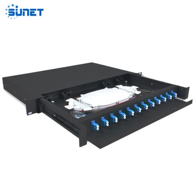 Factory Supply 12cores 24cores 48cores Rack Mount Type Fiber Optic Patch Panel with Sc LC Connectors