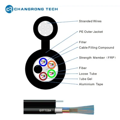 Outdoor Stranded Loose Tube Figure 8 Self-Supporting Aerial Optical Fibre 24 48 Core GYTC8S Gyxtc8y Fiber Optic Cable
