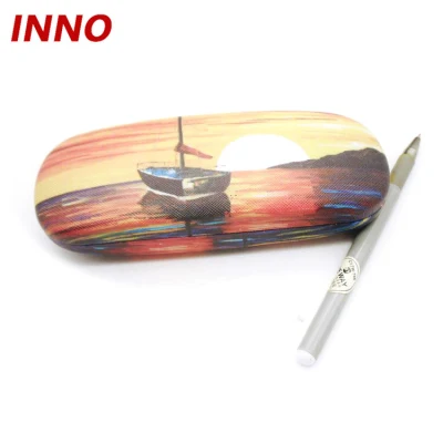 Inno-T163 Manufacturer Wholesale Oil Painting Style PU Leather Hard Case for Eyeglasses; Free Custom Logo