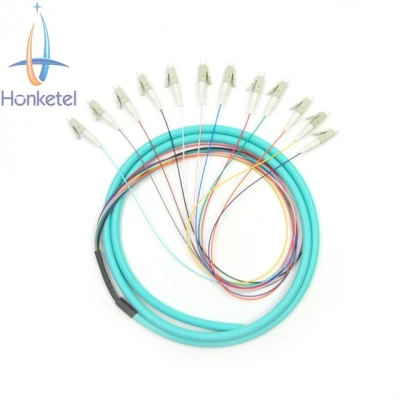 Hot Sell Om3 LC/Upc Multimode Optical Fiber 12 Cores 0.9mm Fiber Optic Pigtail Cable 1.5m Length