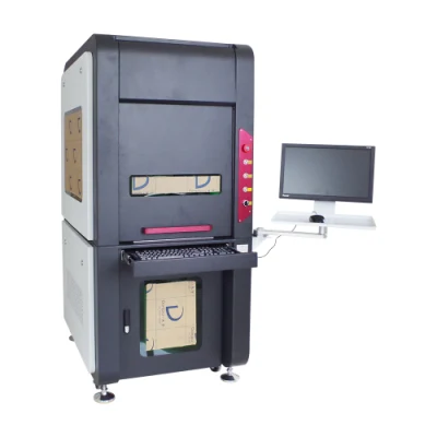 Enclosed 100W Fiber Laser Marking Machine, Cavred Metal, Glass, etc