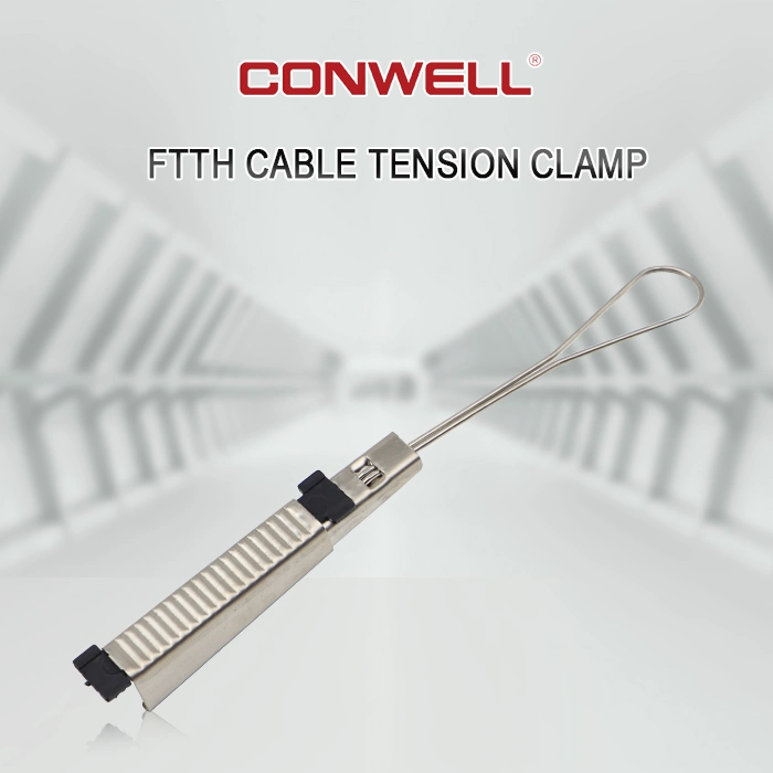 Optical Fiber Cable Drop Wire Clamp FTTH Flat Structure Stainless Steel Smooth Metallic FTTH Accessories