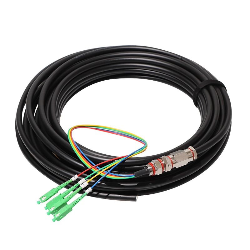 Outdoor Sc FC LC Waterproof Fiber Optic Pigtail 2 4 12 24 Core Sm G652D Fiber Patch Cable