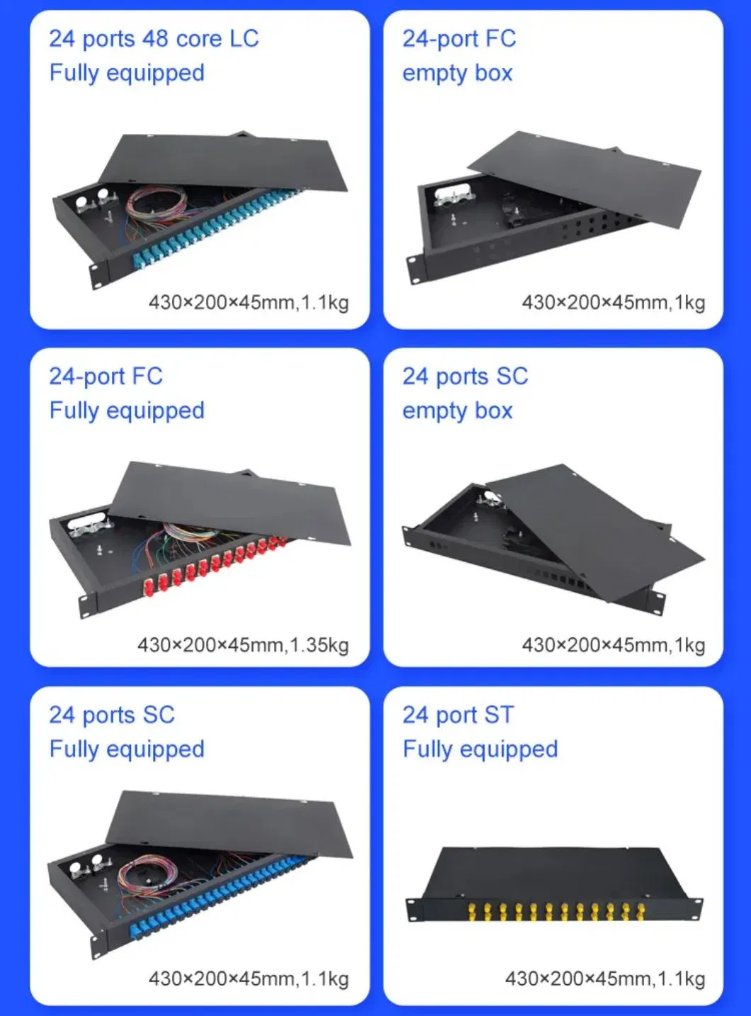 Pull-out Drawer Style Fiber Optic Distribution Frame 12 24 48 Port Sc LC Adaptor Fiber Patch Panel ODF