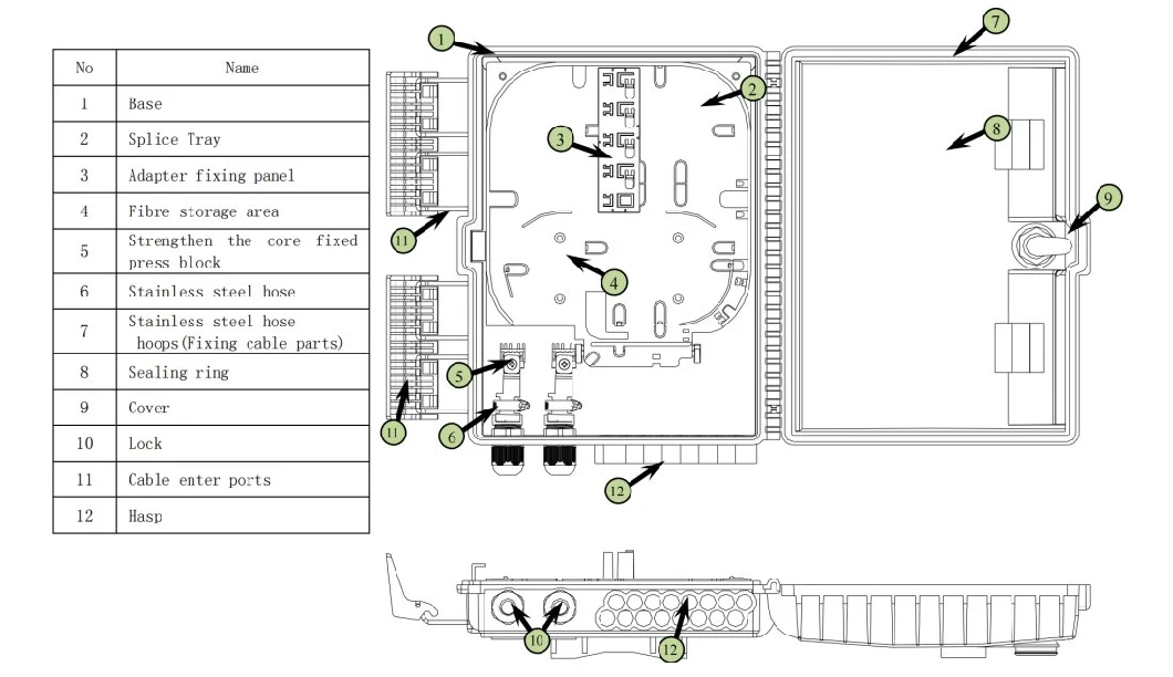 FTTH Fiber Optic Equipment Outdoor Waterproof 24 Cores Terminal Box