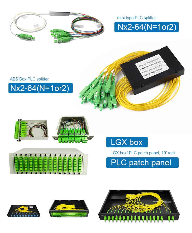 1*2 Fiber Optic Splitter ABS Box 1310/1550nm Customized Split Ratio Sc/Upc 1X2 Fbt PLC Fiber Splitter
