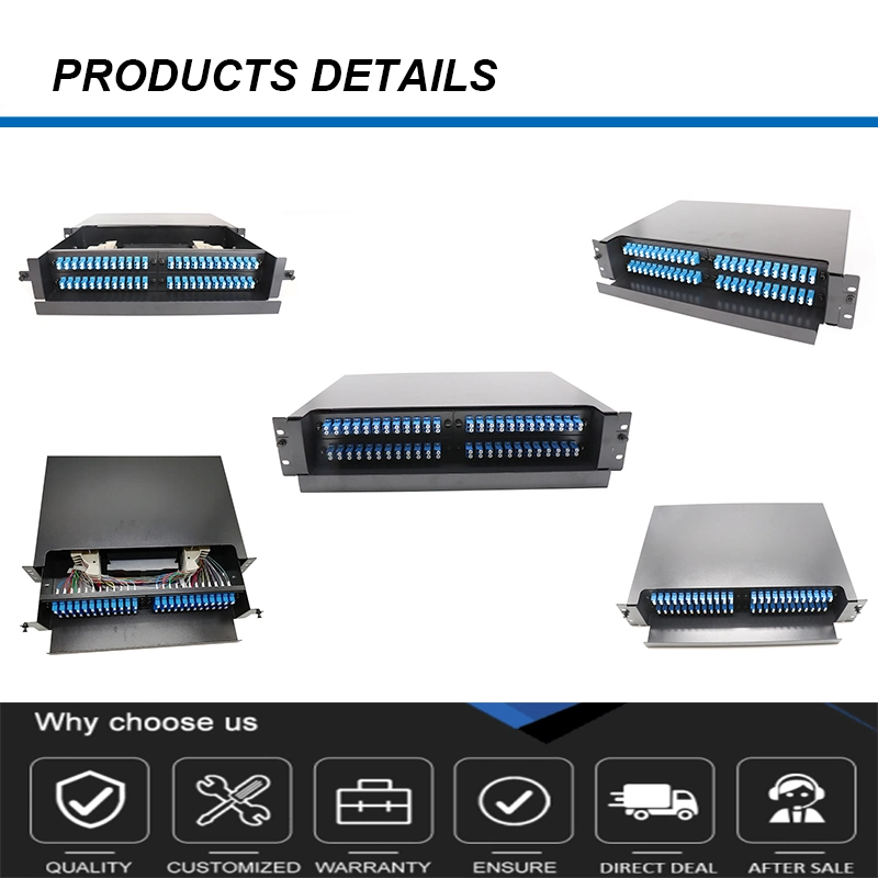 Factory Supply 12cores 24cores 48cores Rack Mount Type Fiber Optic Patch Panel with Sc LC Connectors