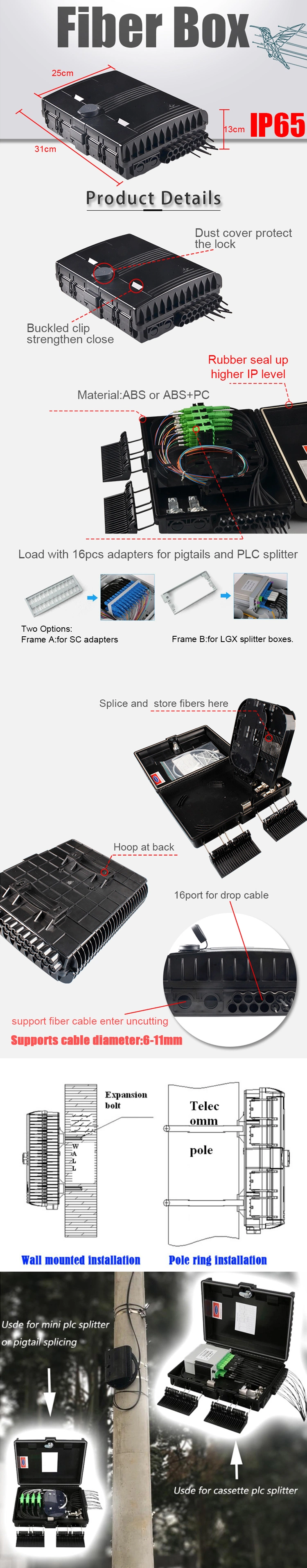 Gcabling Fibre Wall Box Fiber Nap Box Indoor Fiber Termination Box