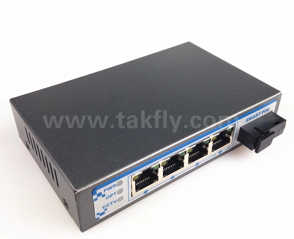 Smart Switch 10/100Mbps 4 Ethernet Ports 1 Fiber Optical Poe