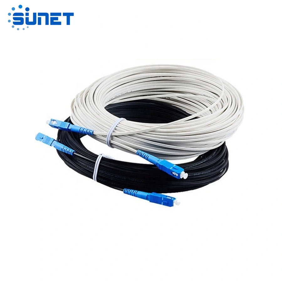 Supply Flat Shape FTTH G657A LSZH Fiber Optical Drop Cable Pigtail Indoor Black FTTH Cable Patch Cord Sc Upc APC