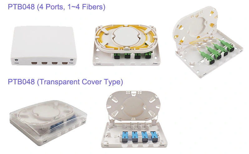 4 Fibers Fiber Optic Termination Box with Transparent Cover