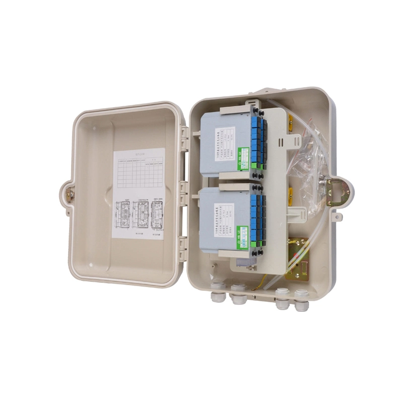 Wall Mount Type Outdoor PC Plastic 32 Core Small FTTH Access Fiber Optic Distribution Cabinet