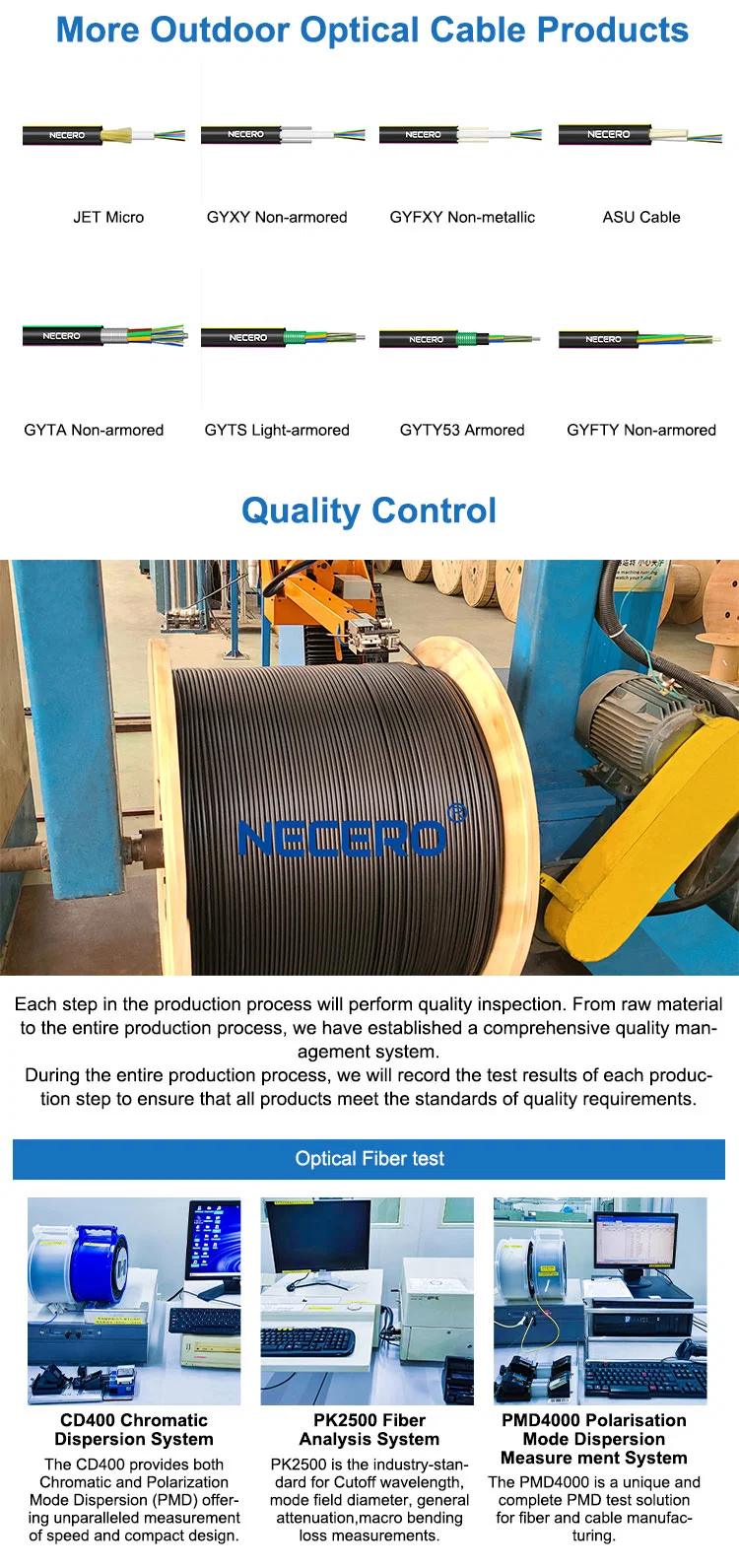 Necero 20 Fiber Optic Cables Factories Wholesale Single Mode Outdoor 2 4 6 8 10 12 Core GYFTY Fibre Optical Internet Cable