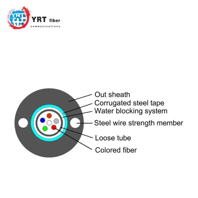 Armored 100m Fiber Optic Cable 6-Core Outdoor Multi-Mode Overhead Telecom Grade GYXTW