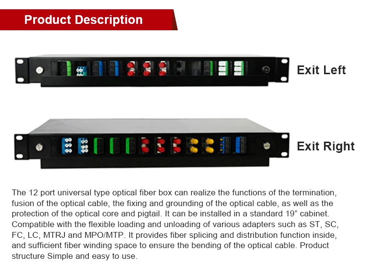 12port Rack Mounted Fiber Optic Patch Panel/ODF/Distribution Box
