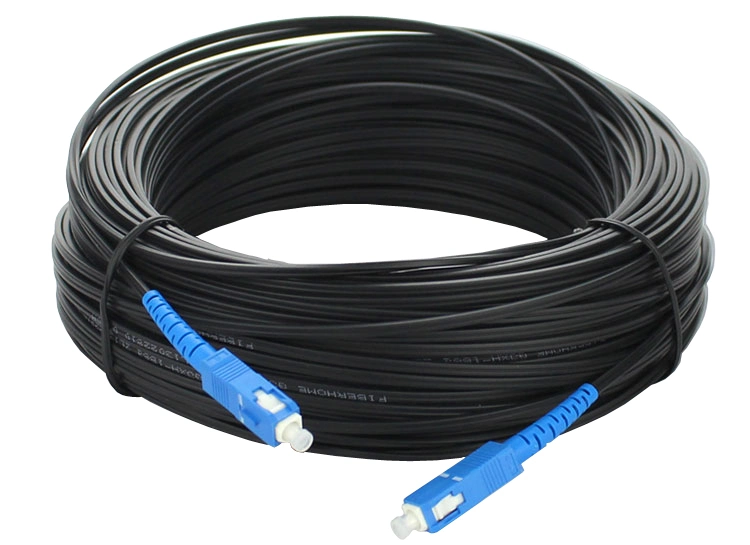 Pre-Connectorized Optical Fibre Cables Sc Upc Ap C 1 2 Core Indoor Outdoor FTTH Fiber Optic Drop Cable Patch Cord