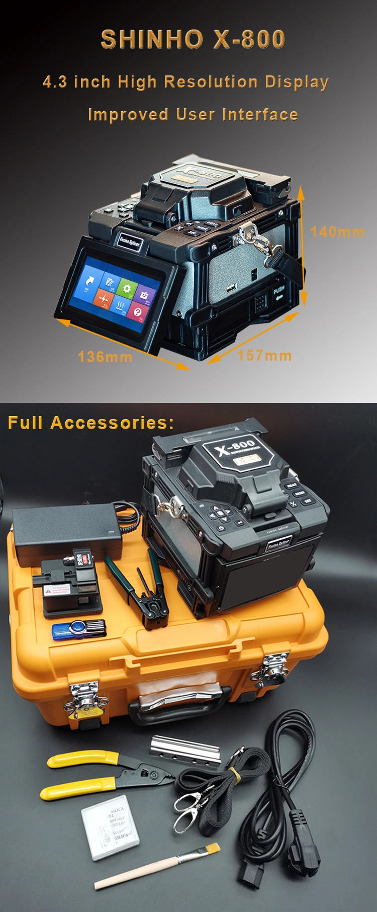 Shinho X-800 Fiber Optical Fusion Splicer Arc Welding Machine Fiber Optic Fusion Splicing