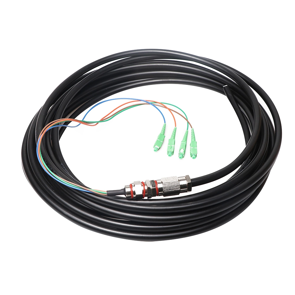 Factory Outdoor 10 Meters 2 Core 4 Core Sm Sc/APC Fiber Optical Waterproof Jumper Cable Patch Cord Pigtail