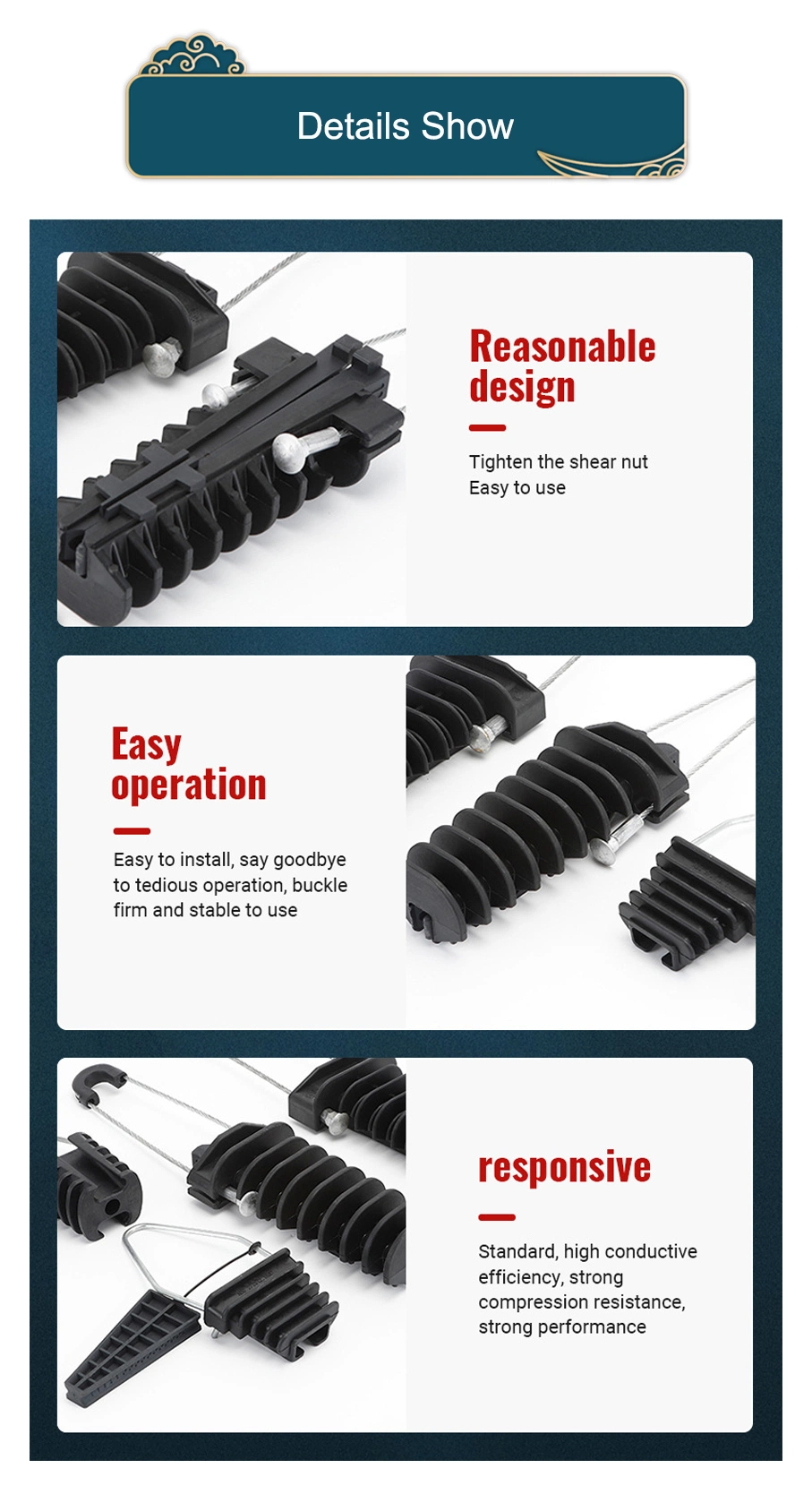 Professional Manufacturer Wedge Type ADSS Cable Wire Tension Clamp for Overhead Line