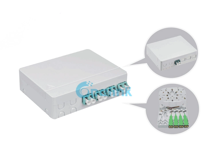 4 Port Fiber Optic Wall Outlet Termination Box, with Sc/APC-Sc/APC Fiber Distribution Patch Cord