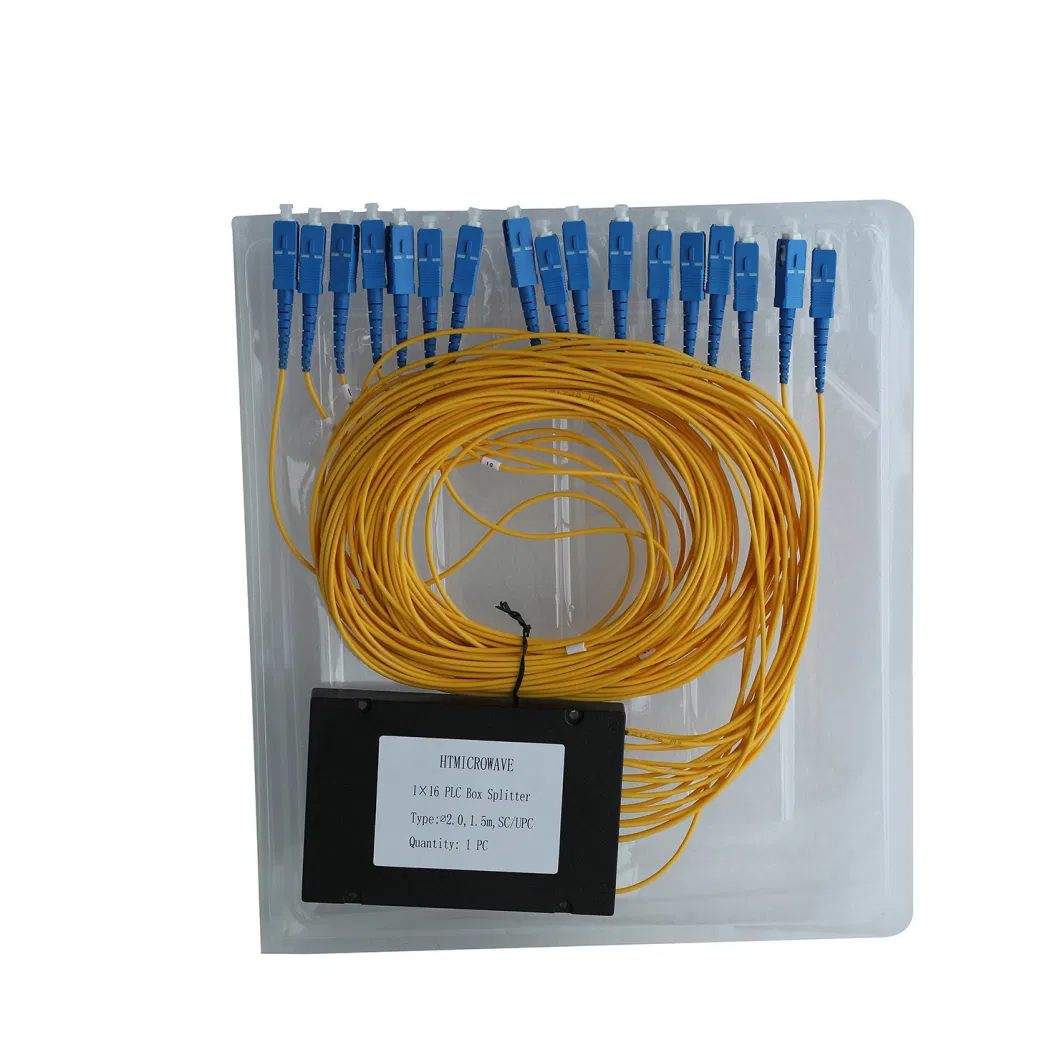 Htmicrowave Factory Price Fiber Optic Distribution Box FTTH 1X16 ABS Box Type Optical Fiber PLC Splitter