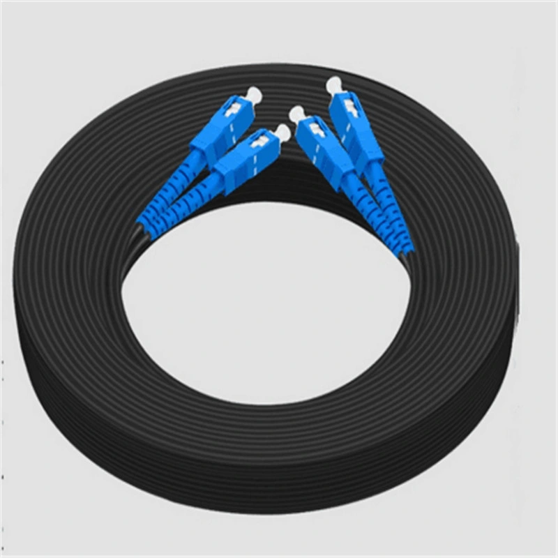 Supply Flat Shape FTTH G657A LSZH Fiber Optical Drop Cable Pigtail Indoor Black FTTH Cable Patch Cord Sc Upc APC