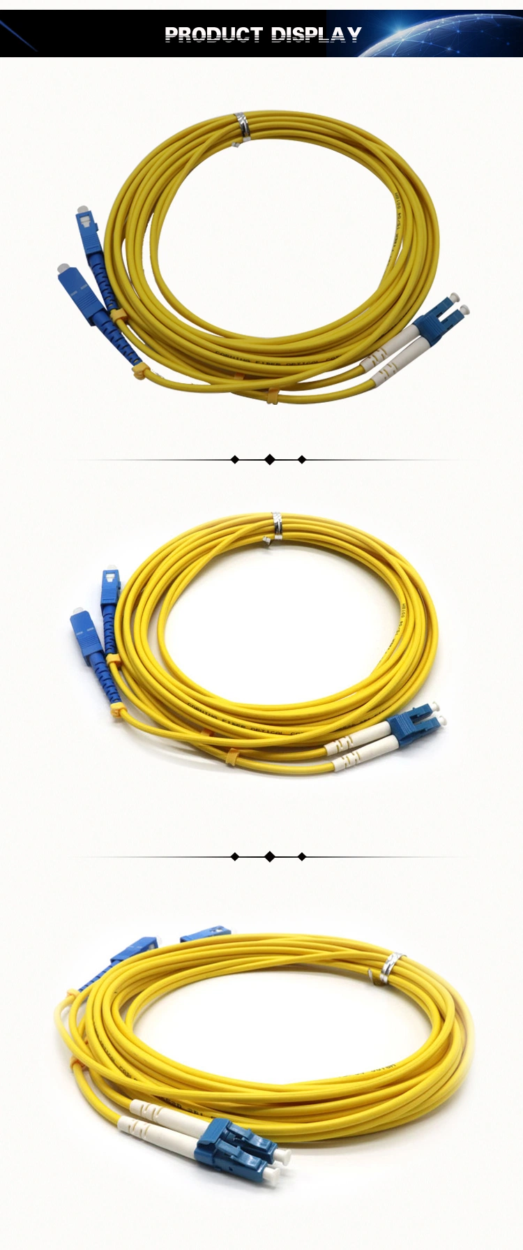 Sc Upc LC Upc Singlemode OS1 G657A G652D 9/125um Duplex Fiber Optic Patch Cord Jumper