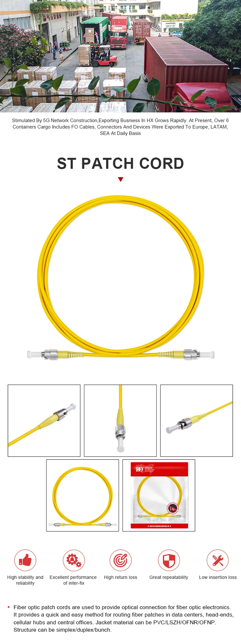 High Quality Fiber Optic FTTH Fiber Patch Cord Fiber Optic LC St