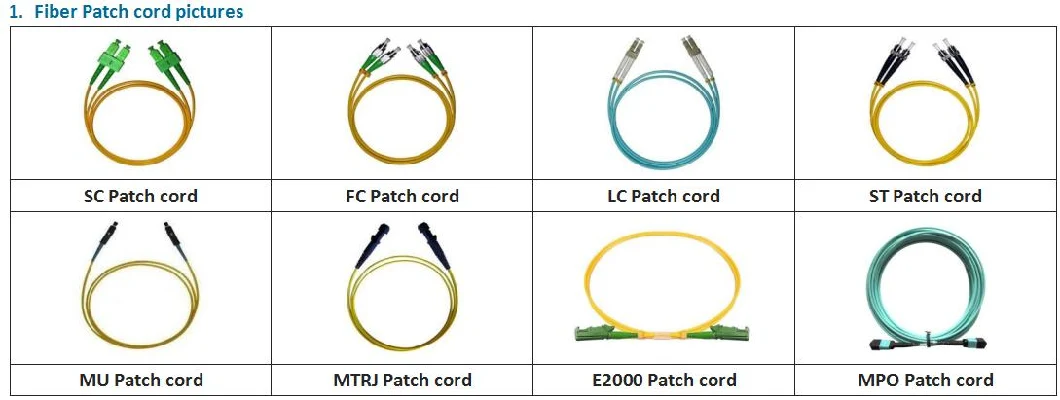 12~144 Core LC/Sc/St/FC MPO/MTP Connector FTTH Indoor/Outdoor Fiber Optic Patch