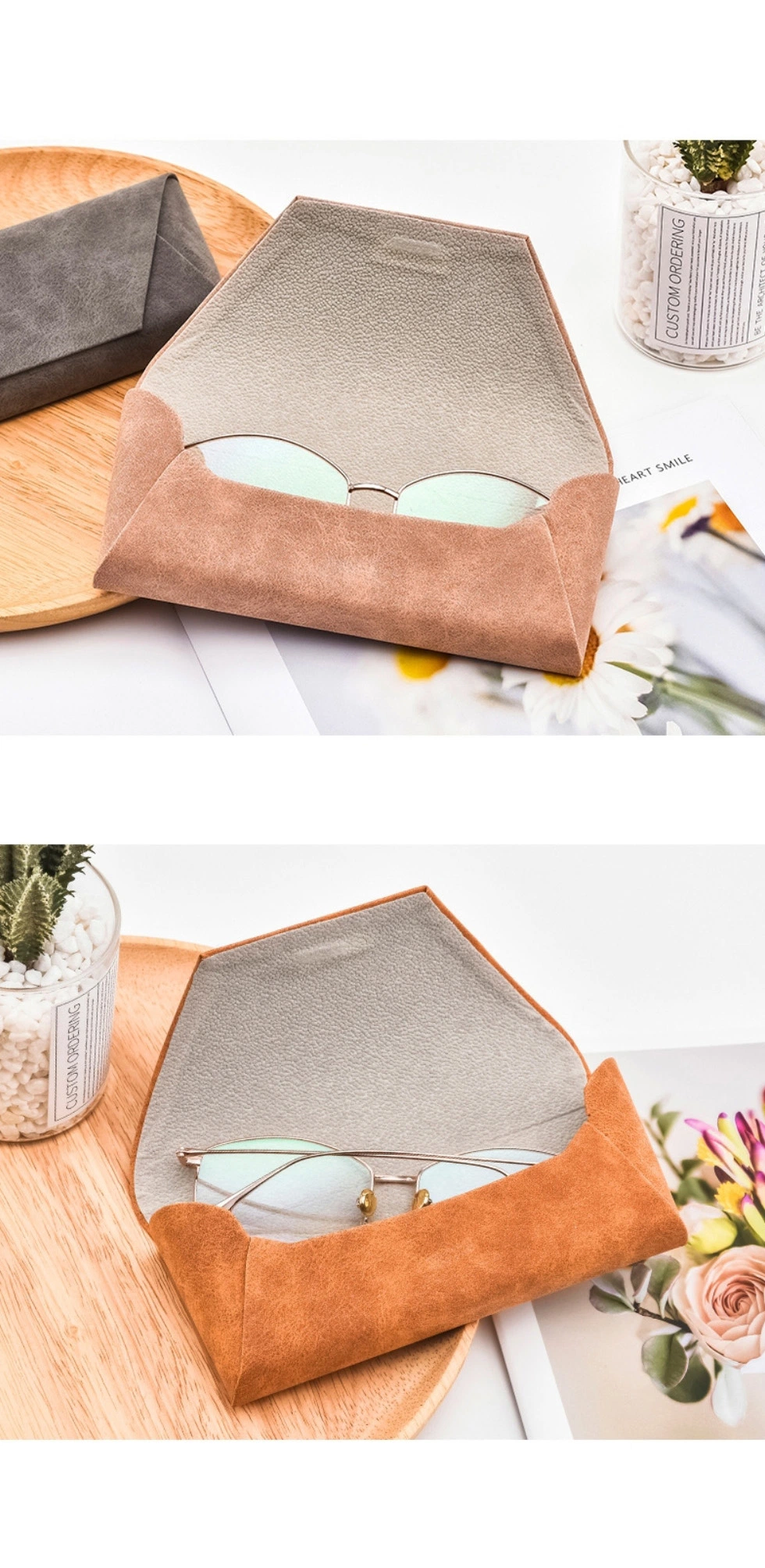 Inno-T168 Factory Direct Supplying Retro Nubuck-Covered PU Leather Metal Case for Eyeglasses; Free Custom Logo Eco-Friendly