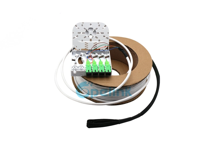 4 Port Fiber Optic Wall Outlet Termination Box, with Sc/APC-Sc/APC Fiber Distribution Patch Cord