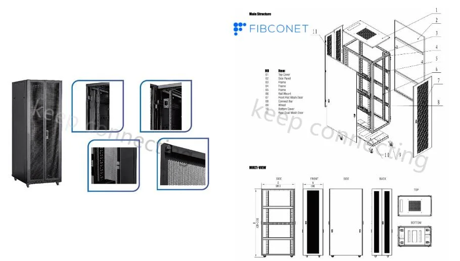 FTTH Outdoor Network Cabinet/Server Rack SPCC Optical Fiber 19inch Data Cabinet