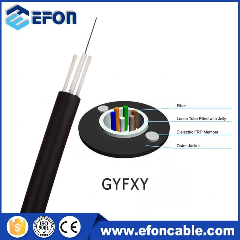G652D 2 4 6 8 Core PE Jacket Single Mode Gyfxy FRP Strength Member Optical Fibre Cable