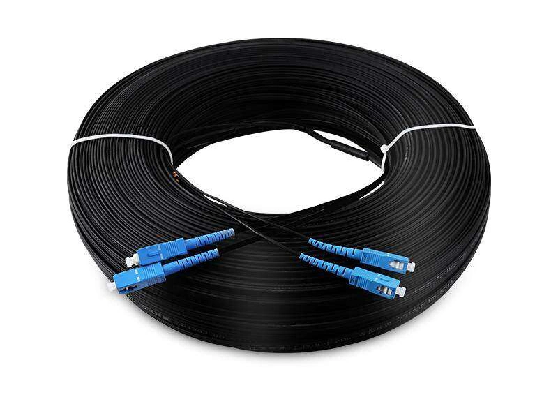 Pre-Connectorized Optical Fibre Cables Sc Upc Ap C 1 2 Core Indoor Outdoor FTTH Fiber Optic Drop Cable Patch Cord