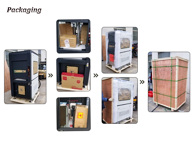 Enclosed 100W Fiber Laser Marking Machine, Cavred Metal, Glass, etc