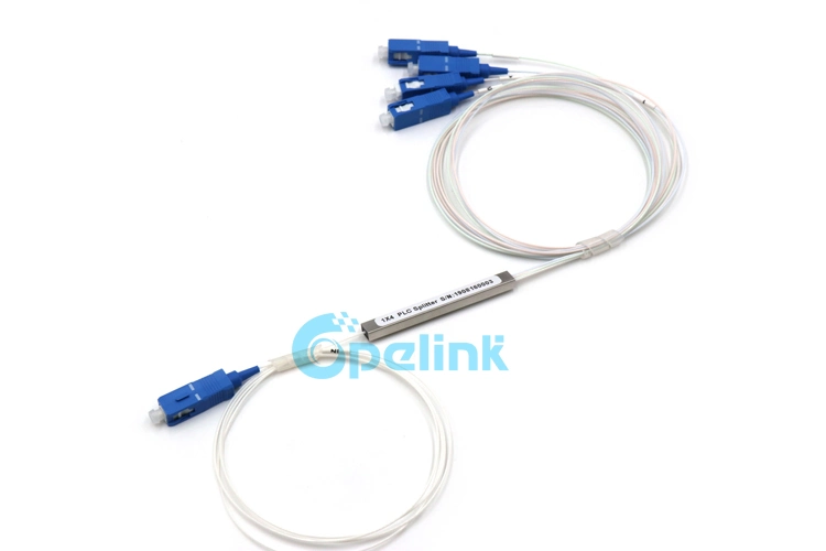 1X4 PLC Fiber Splitter, 0.9mm SC/PC Micro Type Steel Tube Fiber Optic PLC Splitter