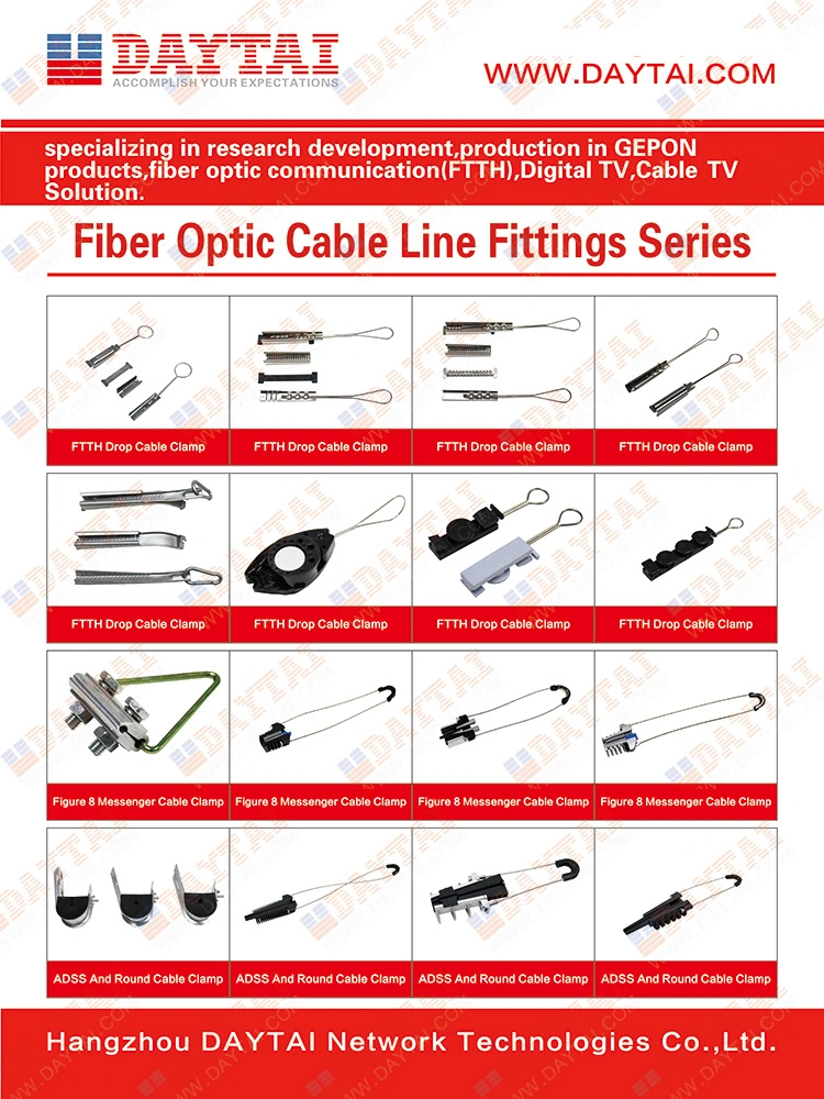 S-Type FTTH Quick Release Overhead Cable Tension Clamp for Flat and Round Cable