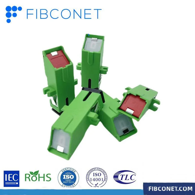 FTTH Fiber Optic/Optical Adapter Sc/APC Sm Simplex Fiber Optic Shutter Angled Adapter