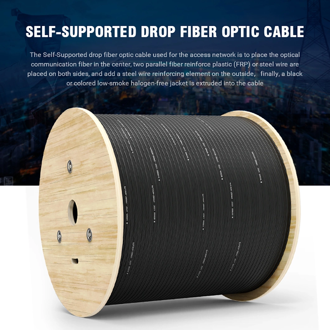 Self-Supported Drop Fiber Optic Cable (FRP or steel wire strength unit) Gjyxch/GJYXFCH for Telephone Communication