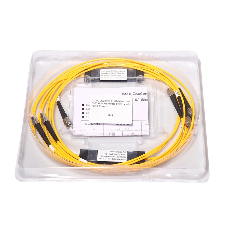 1*2 Fiber Optic Splitter ABS Box 1310/1550nm Customized Split Ratio Sc/Upc 1X2 Fbt PLC Fiber Splitter