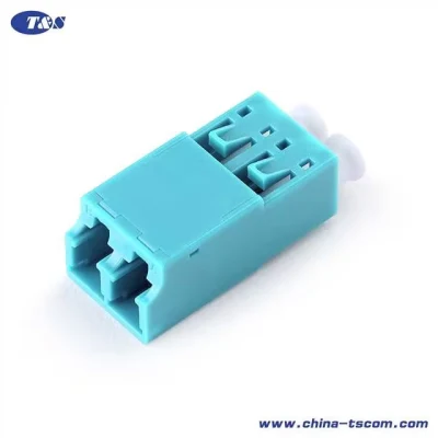  Patentierter LC Duplex Adapter mit internem Shutter, Traceable, Augenschutz und IP5X staubgeschütztem LWL Adapter, Aqua Gehäuse mit Kunststoffabdeckung #G0006